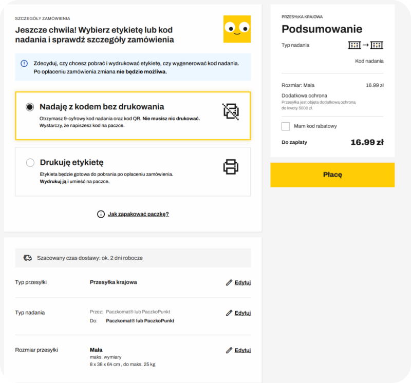 Krok 3: Paczkomat Inpost - umieszczanie paczki w skrytce