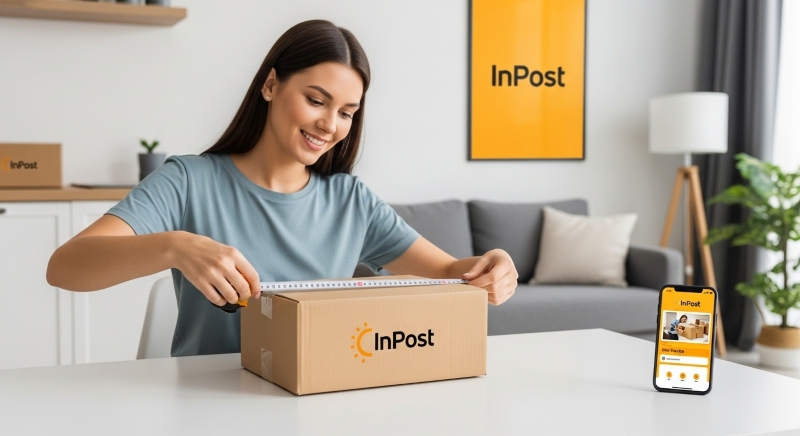 Osoba mierząca paczkę przed nadaniem w Paczkomacie InPost