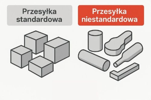 Porównanie standardowej paczki DPD w kartonie i niestandardowej o nieregularnym kształcie